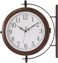 Double Sided Metal Wall Clock 16in - Vintage Red Copper Station Clock