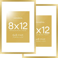 8x12 Picture Frame Gold with Mat - Polished Champagne Gallery Look