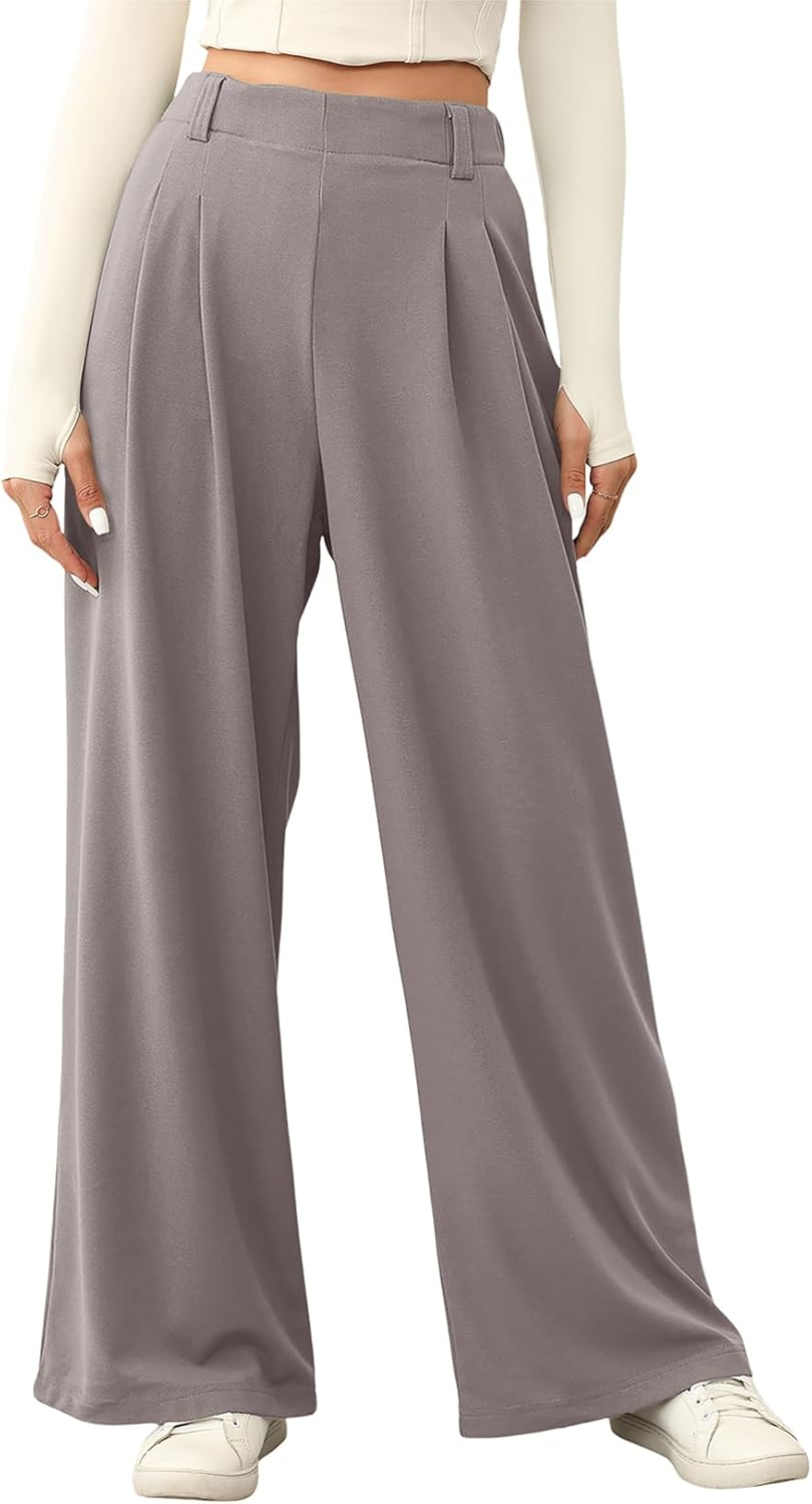 EVALESS Wide Leg Pants for Women - Cozy Fleece Lined Trousers