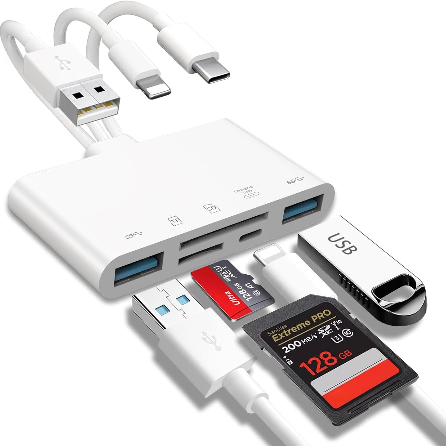 JOOPSHEE 5-in-1 Memory Card Reader for Multi-Device Compatibility