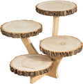 15 in Brown 4 Tier Round Wood Cupcake Dessert Stand - Rustic