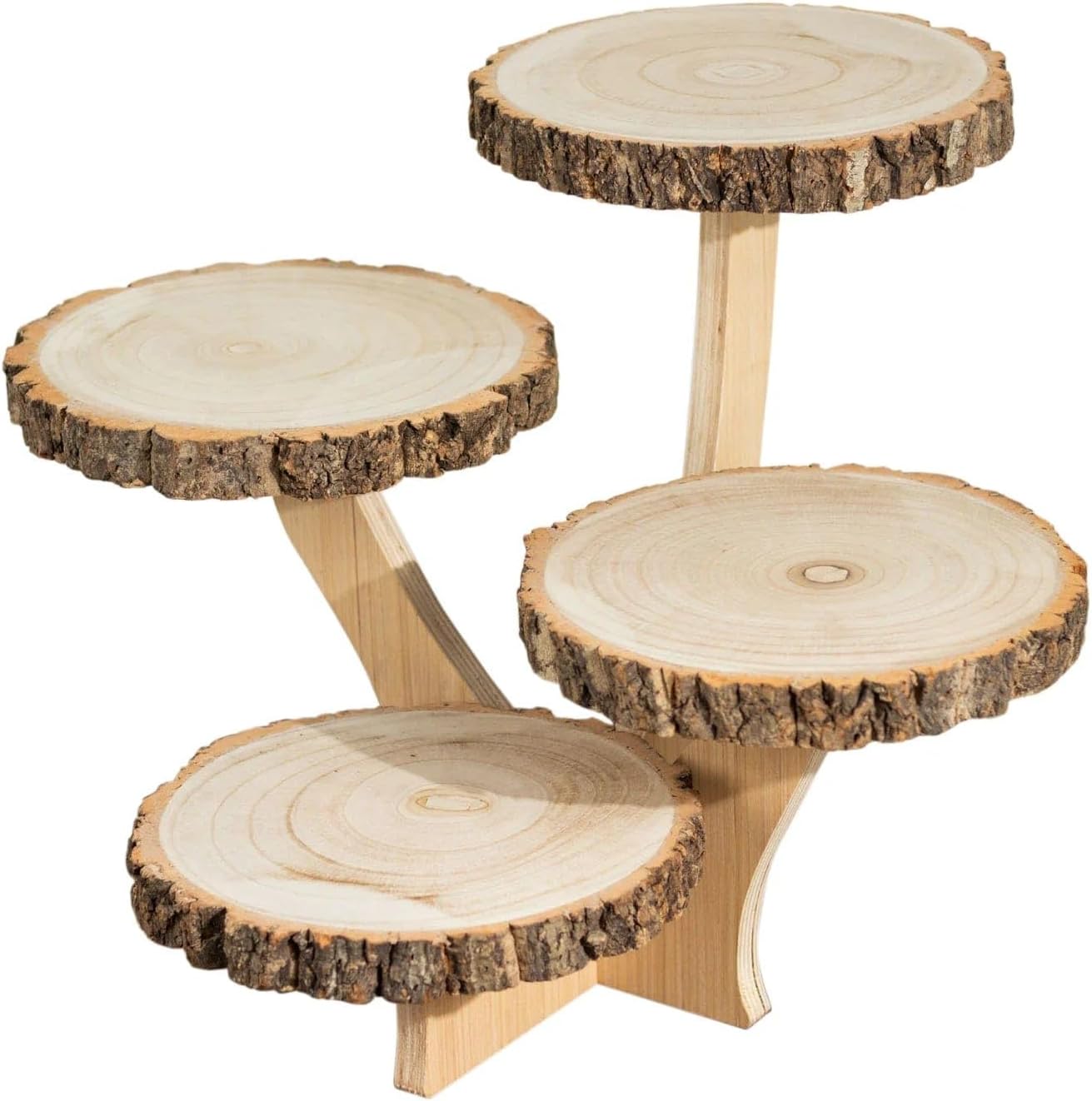 15 in Rustic 4 Tier Round Natural Wood Cupcake Stand for Events