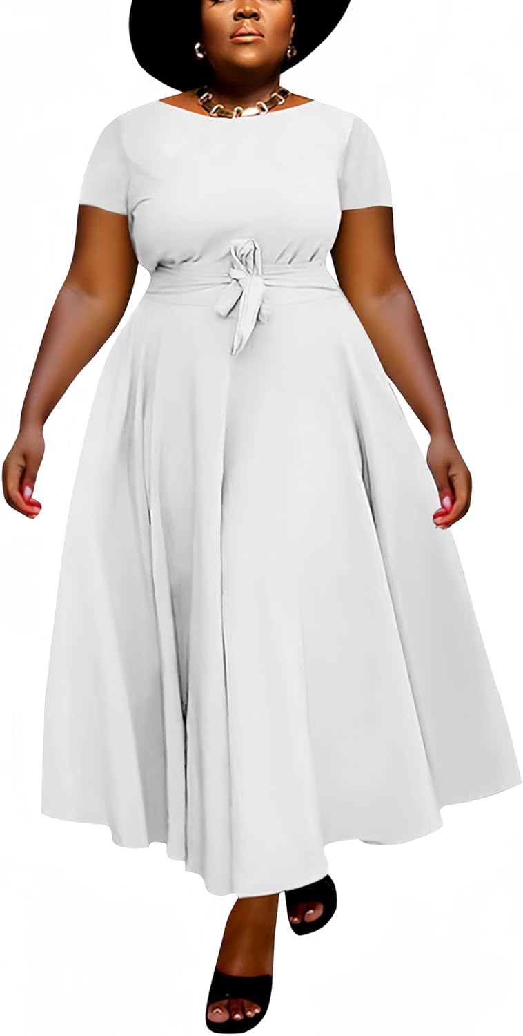 Women Plus Size Formal A Line Maxi Dress with Pockets