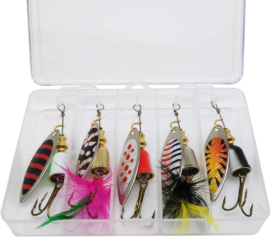 5pcs Tea Color Spinner Bait Set for Ultimate Fishing Fun!