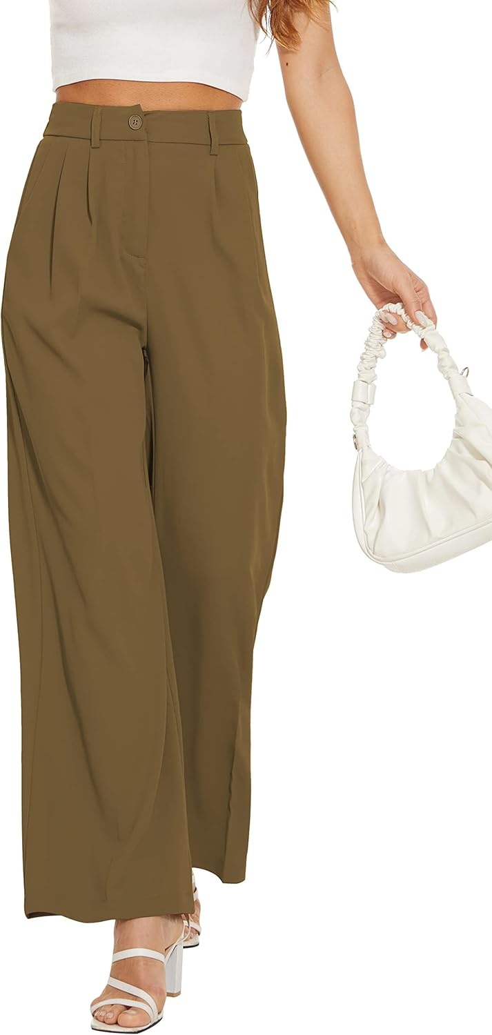 Wide Leg Pants for Women - High Elastic Waist Business Trousers