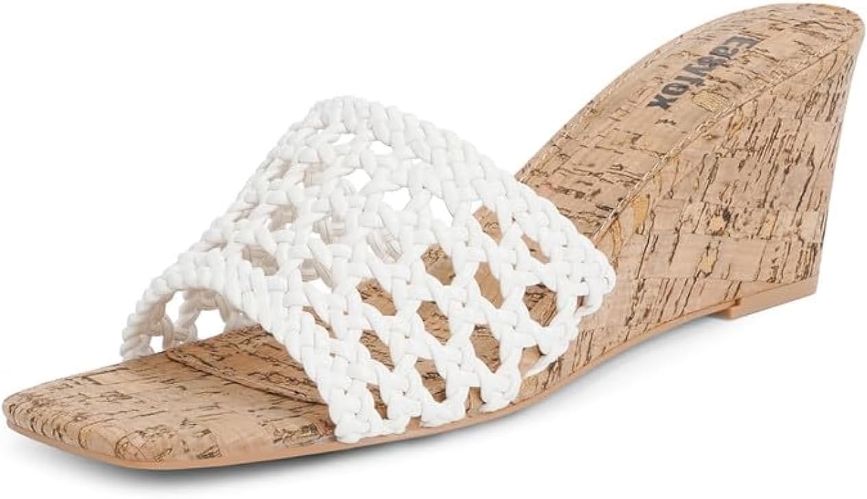 Wedge Sandals for Women Open Toe Heeled Wedge Mules Slip On