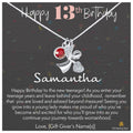 Personalized 13th Birthday Birthstone Necklace for Girl - Sterling