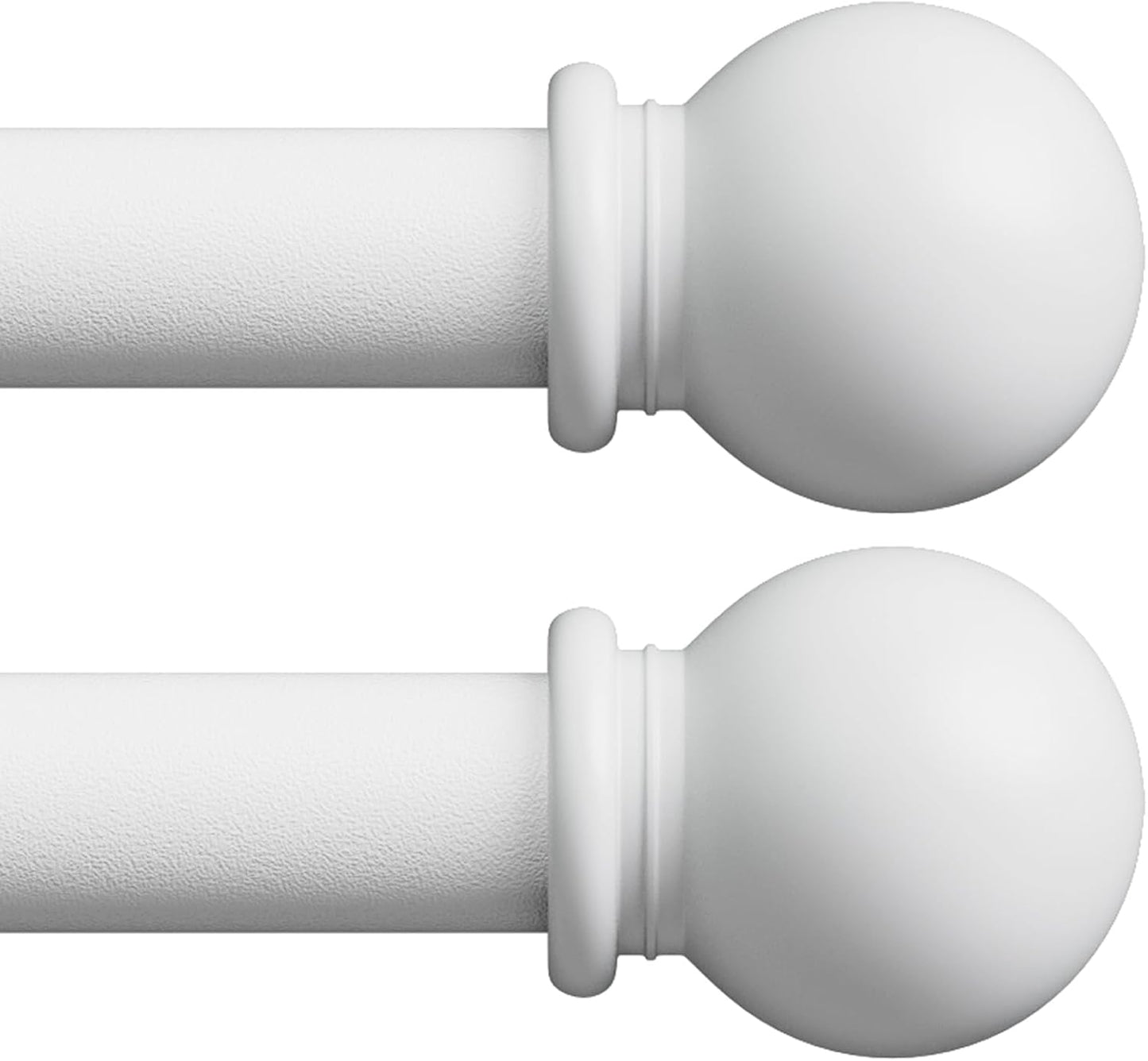 Adjustable White Curtain Rods 2 Pack - Easy Install for Stylish Windows