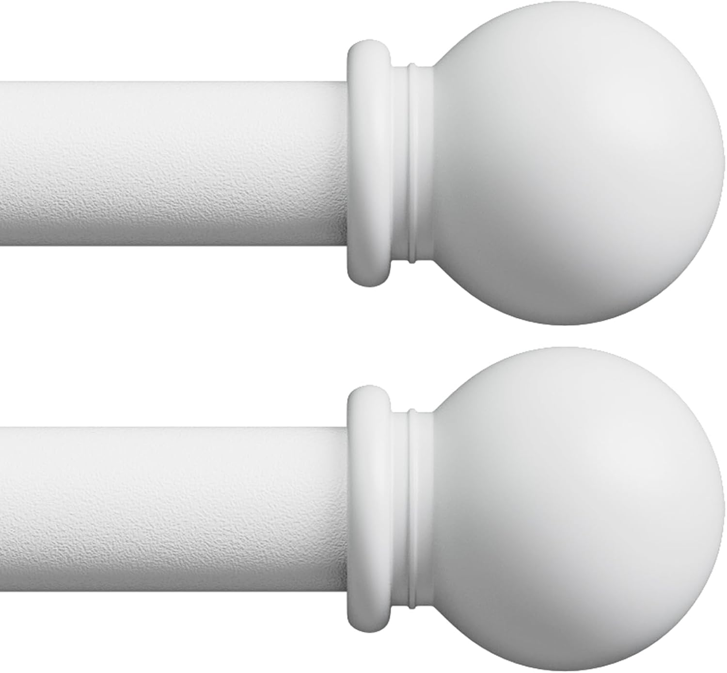 Adjustable White Curtain Rods 2 Pack - Easy Install for Stylish Windows