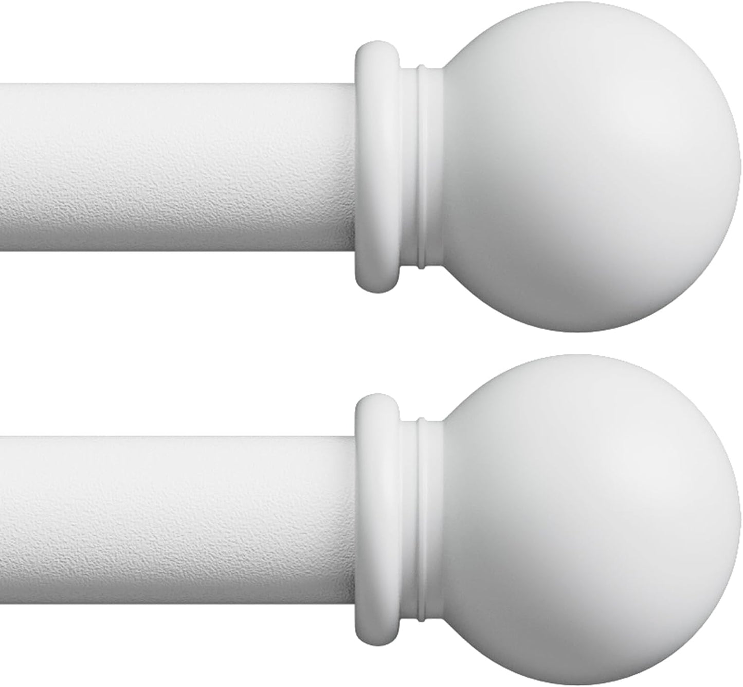 Adjustable 28-48 White Curtain Rods - 2 Pack