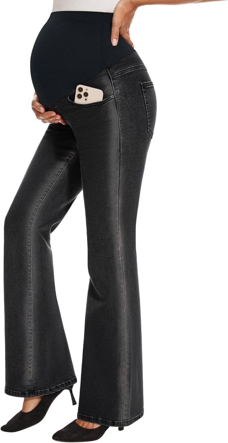GLAMIX Women's Stretch Maternity Bootcut Jeans for Comfort