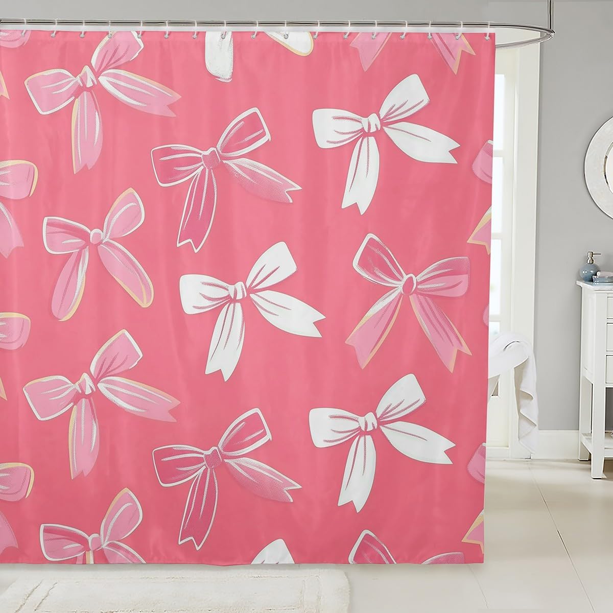 Cute Bow Knot Shower Curtain Set - Waterproof & Stylish