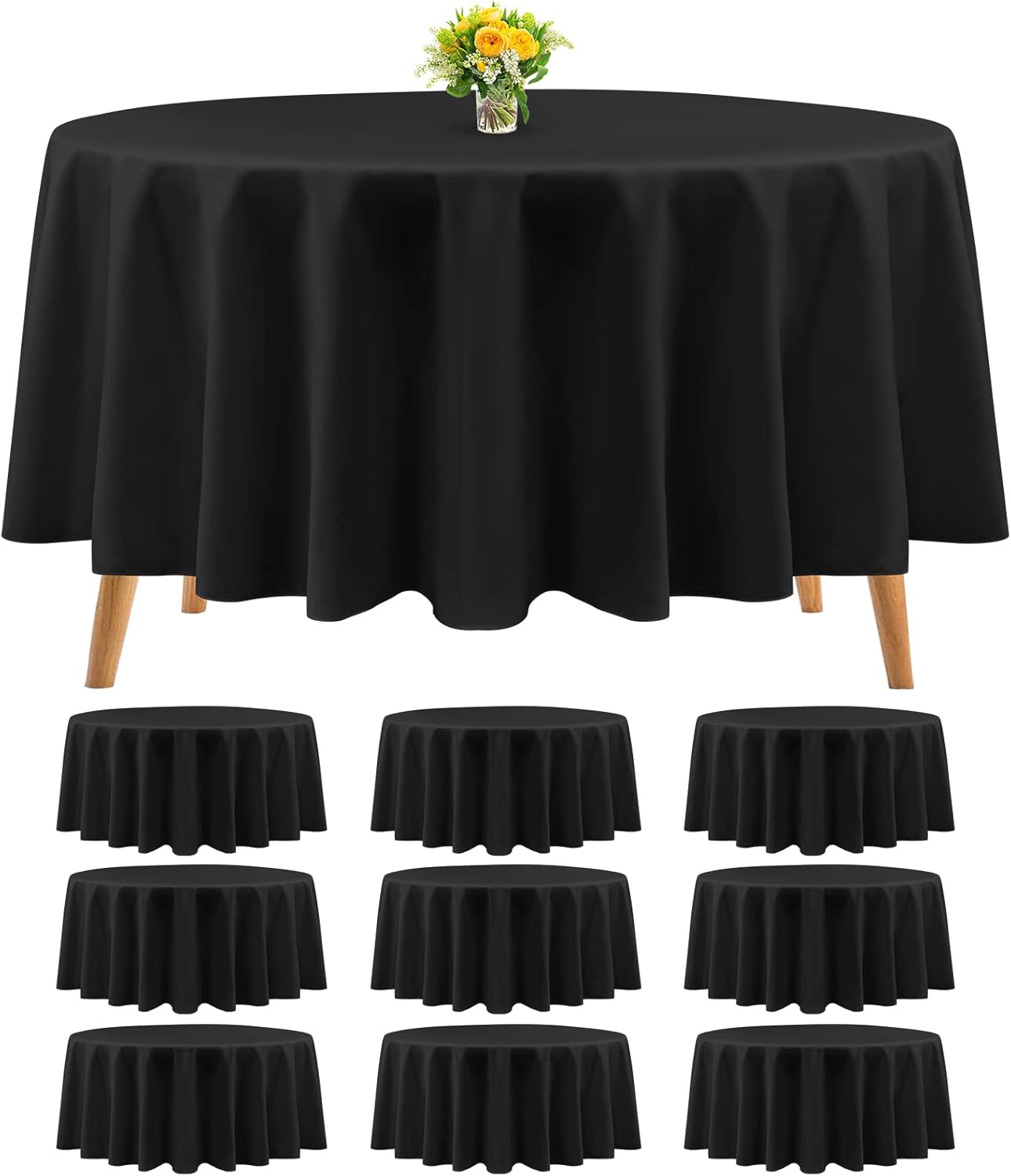 Premium Black Round Tablecloths for Elegant Events and Parties