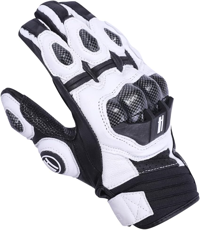 Breathable Leather Motorcycle Gloves with Touchscreen Functionality