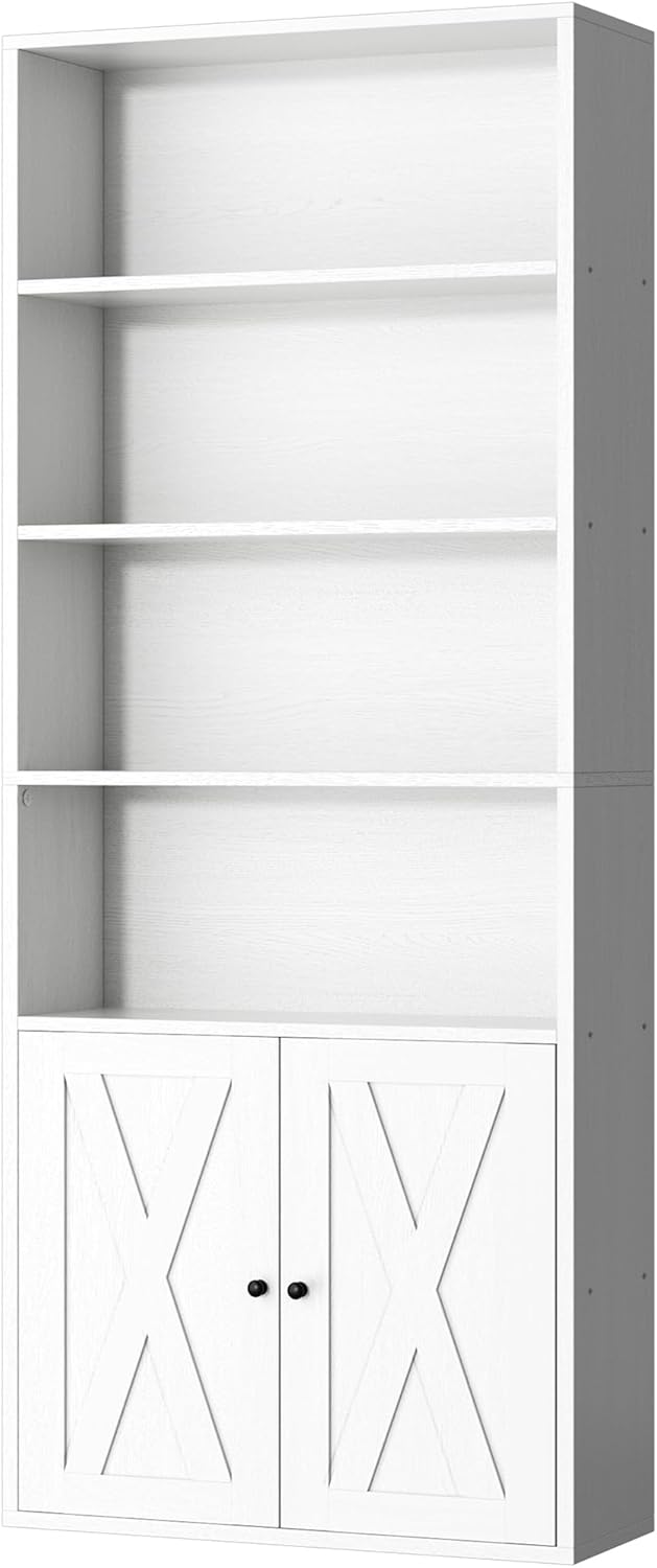 Shintenchi Industrial Bookshelf with Doors for Home Office Storage