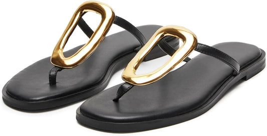 Stylish Flip-Flops for Women with Bold Metal Hardware Design