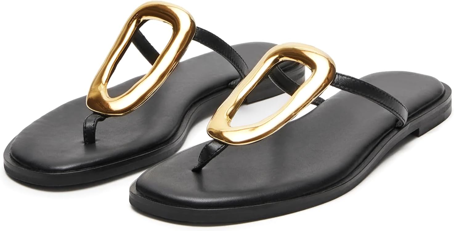 Stylish Flip-Flops for Women with Bold Metal Hardware Design