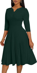 CLOCOR Midi Wrap Pleated Dress for Women - Flattering A-Line Midi