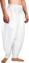 CLANMILUMS Men's Cotton Harem Pants Casual Loose Drop Crotch