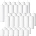 White Pillar Candles 36 Pc Bulk Set - Long Burn, Dripless