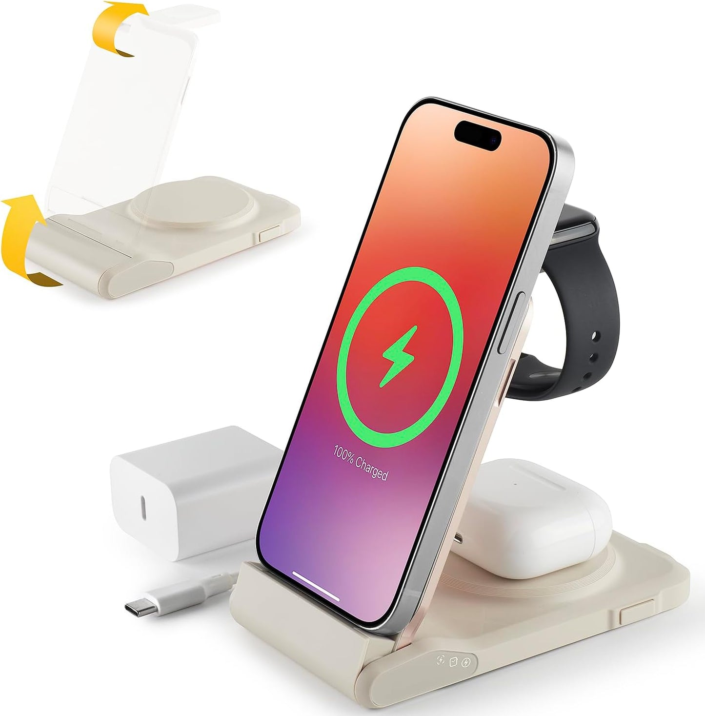 3 in 1 Charging Station for Multiple Devices - Travel Wireless Charger