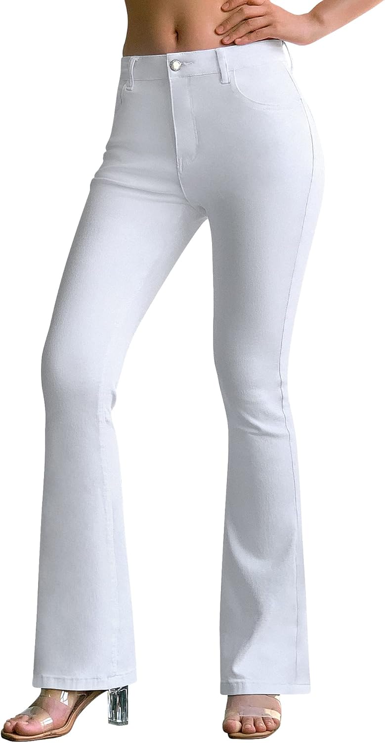 Roswear Women's Trendy Stretchy Flare Jeans for Curvy Style