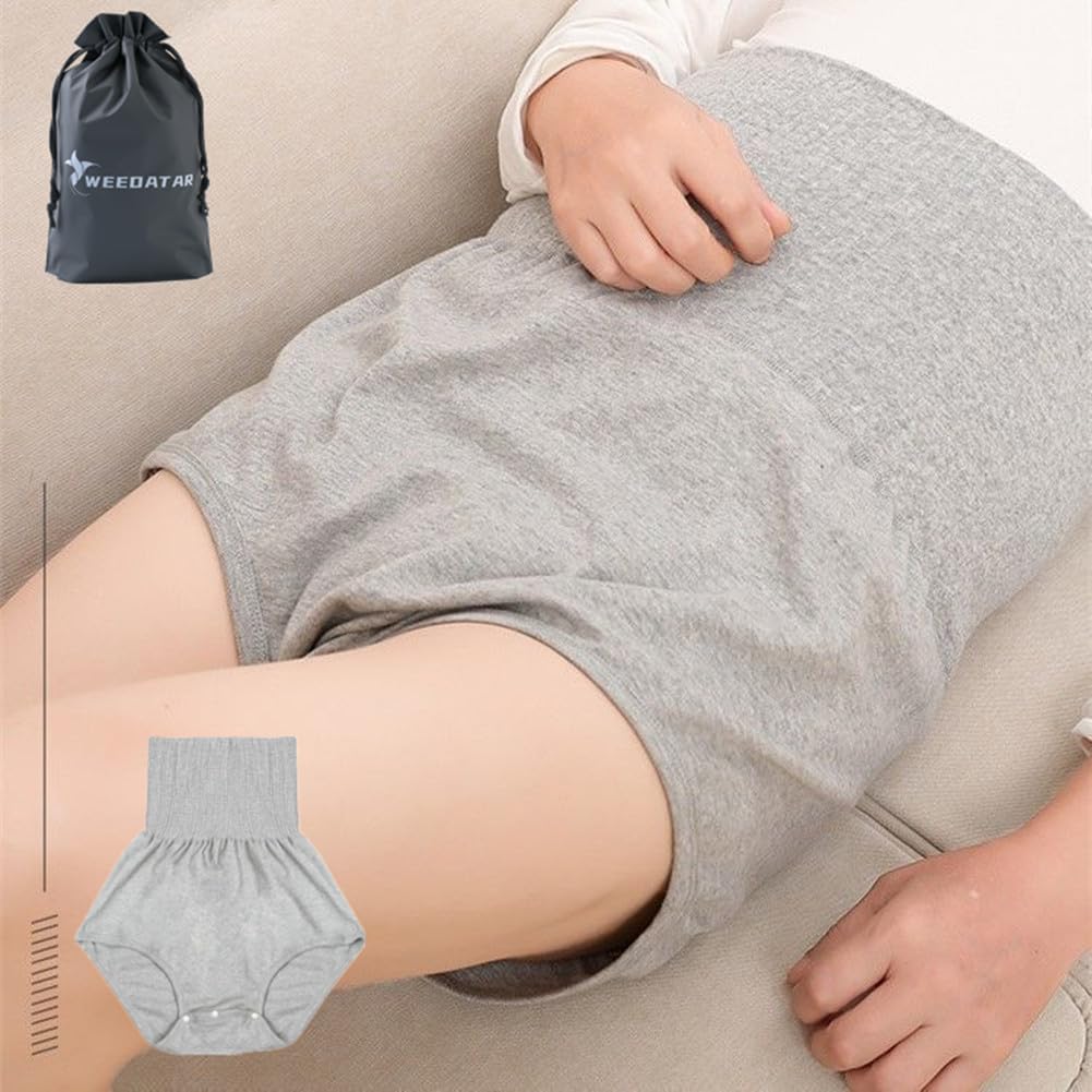 WEEOATAR Incontinence Pants, Snap Closure, Grey L