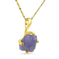 Natural Raw Tanzanite Chain Pendant Necklace - Dainty December Gift