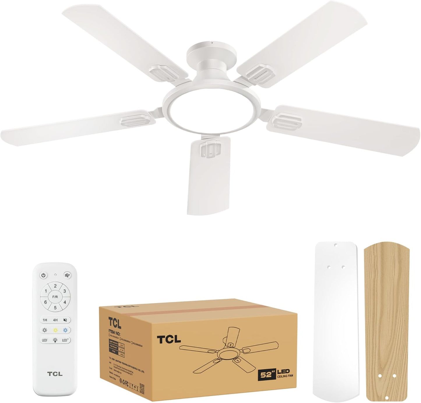 TCL 52 Low Profile Ceiling Fan with Light for Modern Spaces