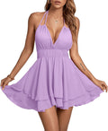 Trendy LYANER Women's Backless Mini Dress with Halter Neckline
