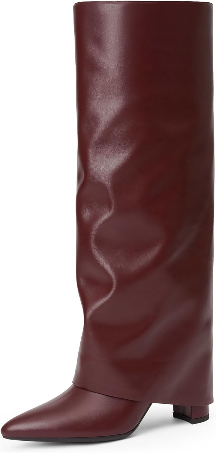 Modatope Knee High Boots for Women with Chunky Heels and Zipper
