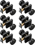 6 Pack Black Door Knobs with Square Rosette - Heavy Duty Interior Lock