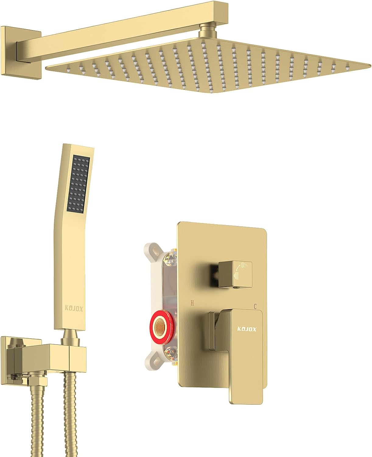 KOJOX Shower System Luxury 10 Inch Rain Shower Head Combo Set