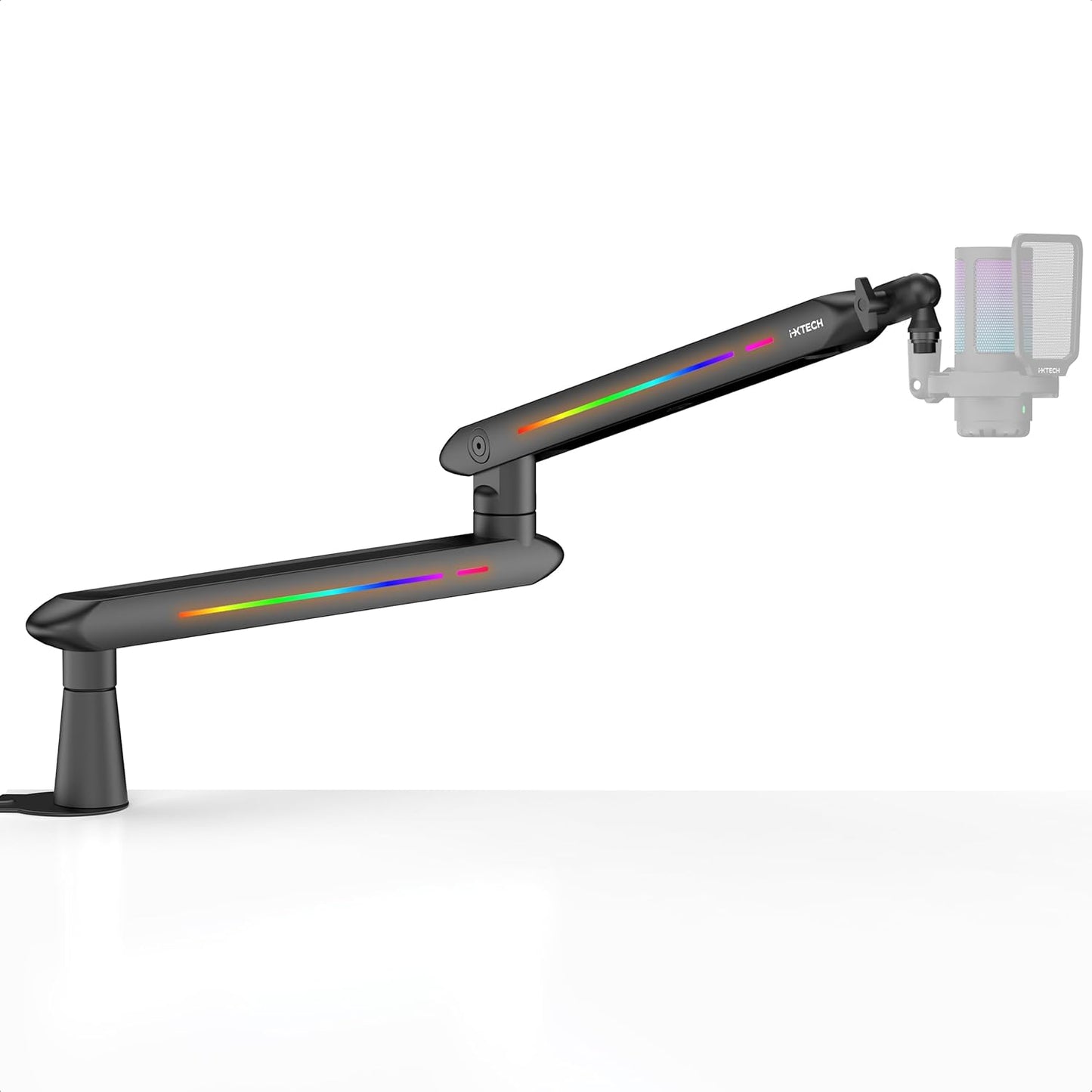 IXTECH RGB Low Profile Boom Arm for Mic - Adjustable Stand