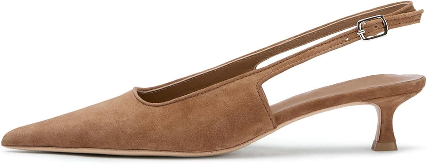 Pointed Toe Slingback Kitten Heels for Women by KysBloes