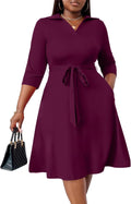 FANDEE Plus Size Midi Dress for Women - Printed V Neck Midi Dress Is