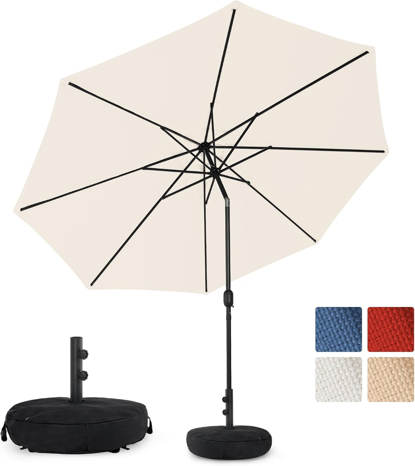 Sundale Outdoor 9ft Patio Umbrella with Sand Bag Base and Tilt