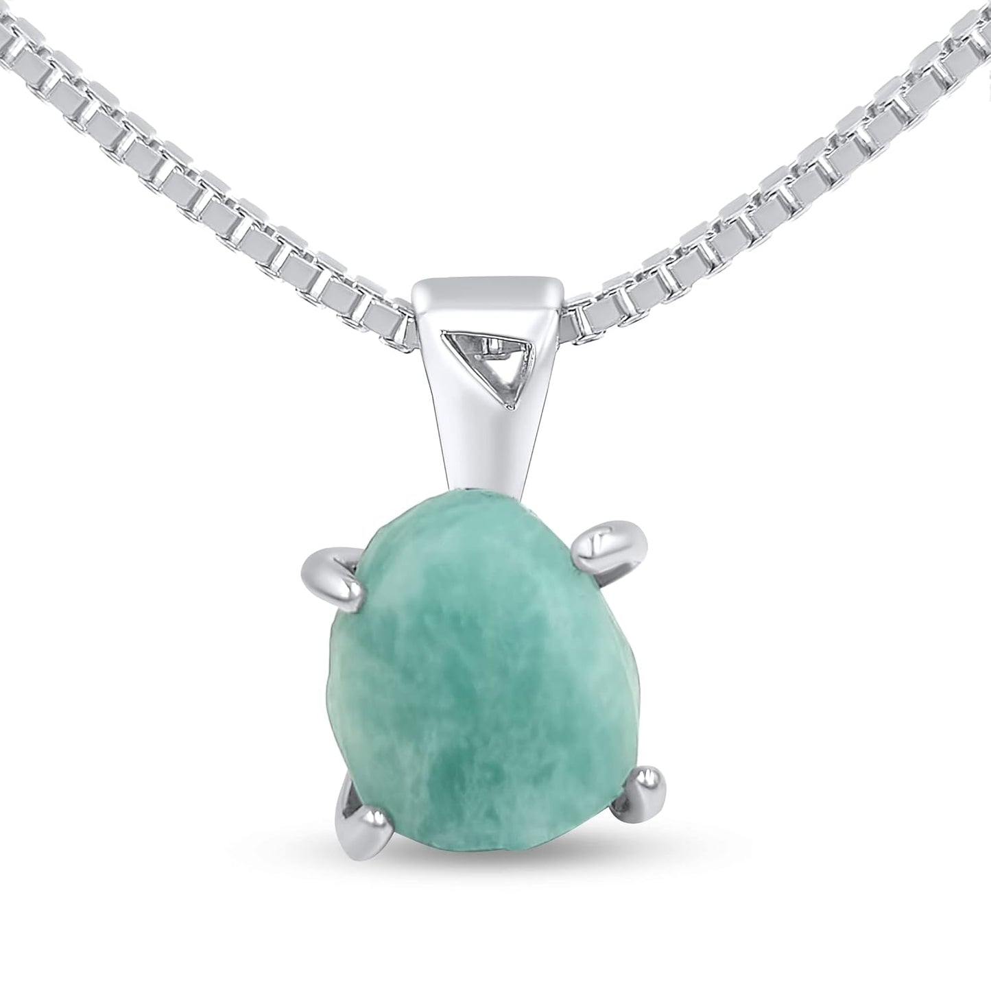 Genuine Raw Amazonite Gemstone Pendant Chain Necklace Gift