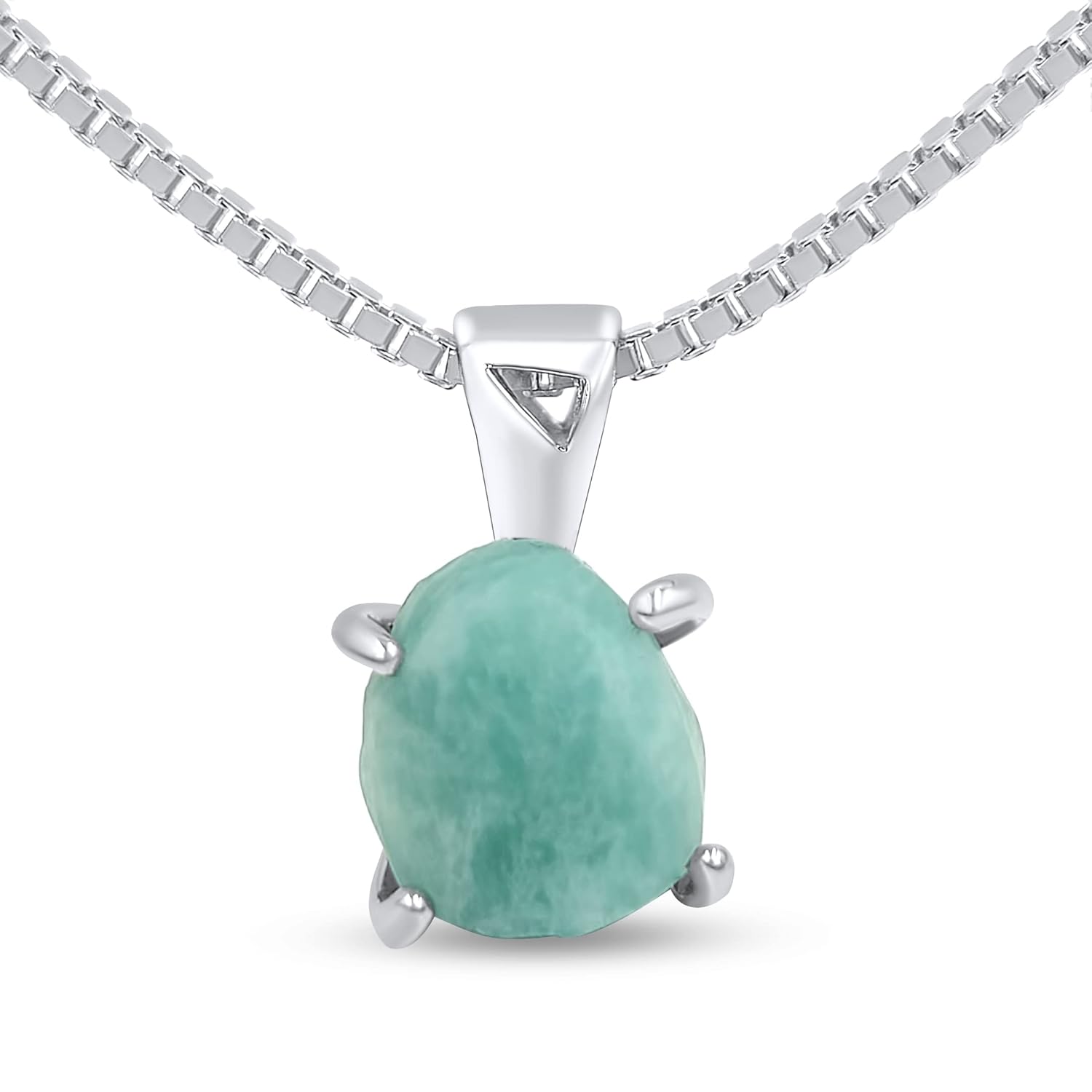 Genuine Raw Amazonite Gemstone Pendant Chain Necklace Gift