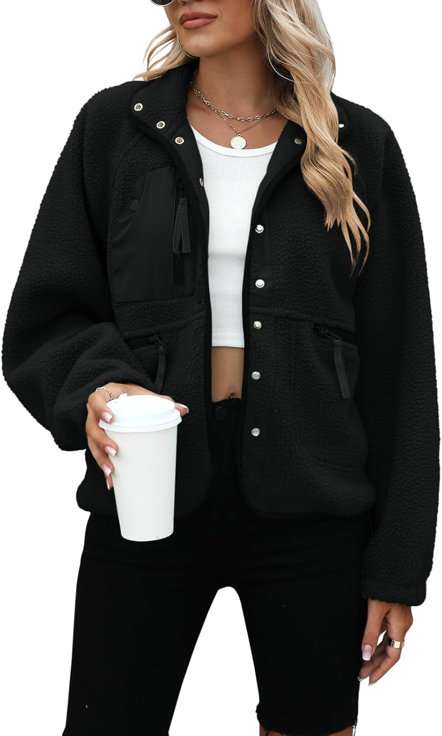 Yanekop Womens Fleece Jacket: Cozy Sherpa Outerwear for Winter
