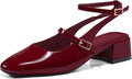 Coutgo Womens Mary Jane Chunky Low Heels - Comfortable Square Toe
