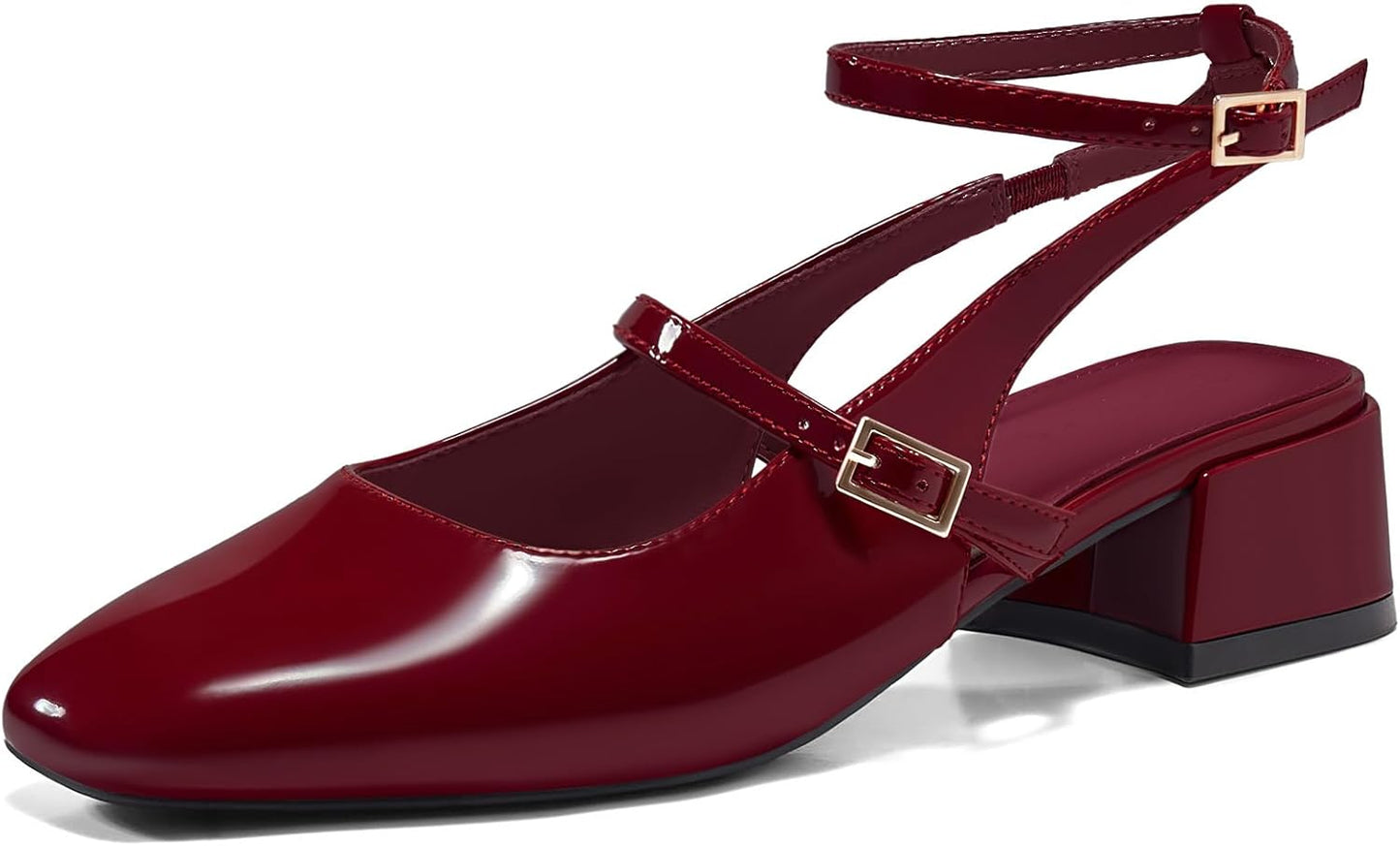 Coutgo Womens Mary Jane Chunky Low Heels for Elegant Style