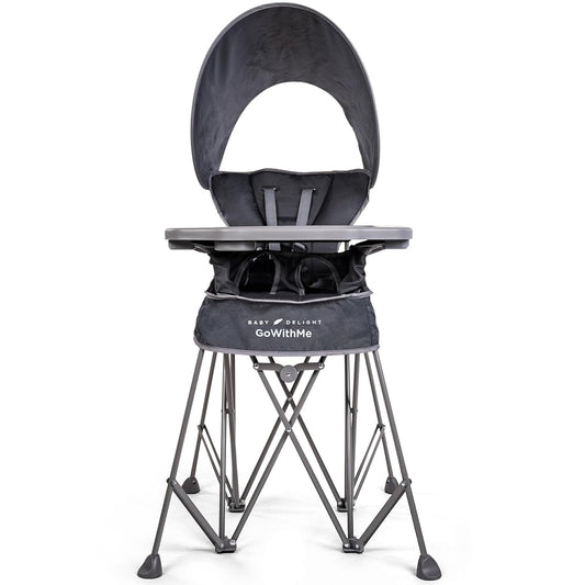 Portable High Chair with Sun Canopy | Indoor/Outdoor Use | Grey