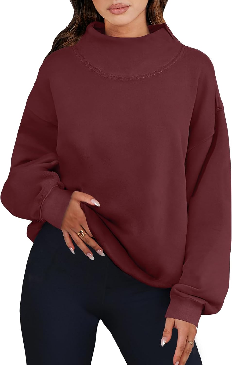 Oversized Turtleneck Pullover Sweatshirts for Women 2025