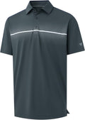 Mens Golf Polo Shirt Chest Print Stripe Dry Fit - Comfortable
