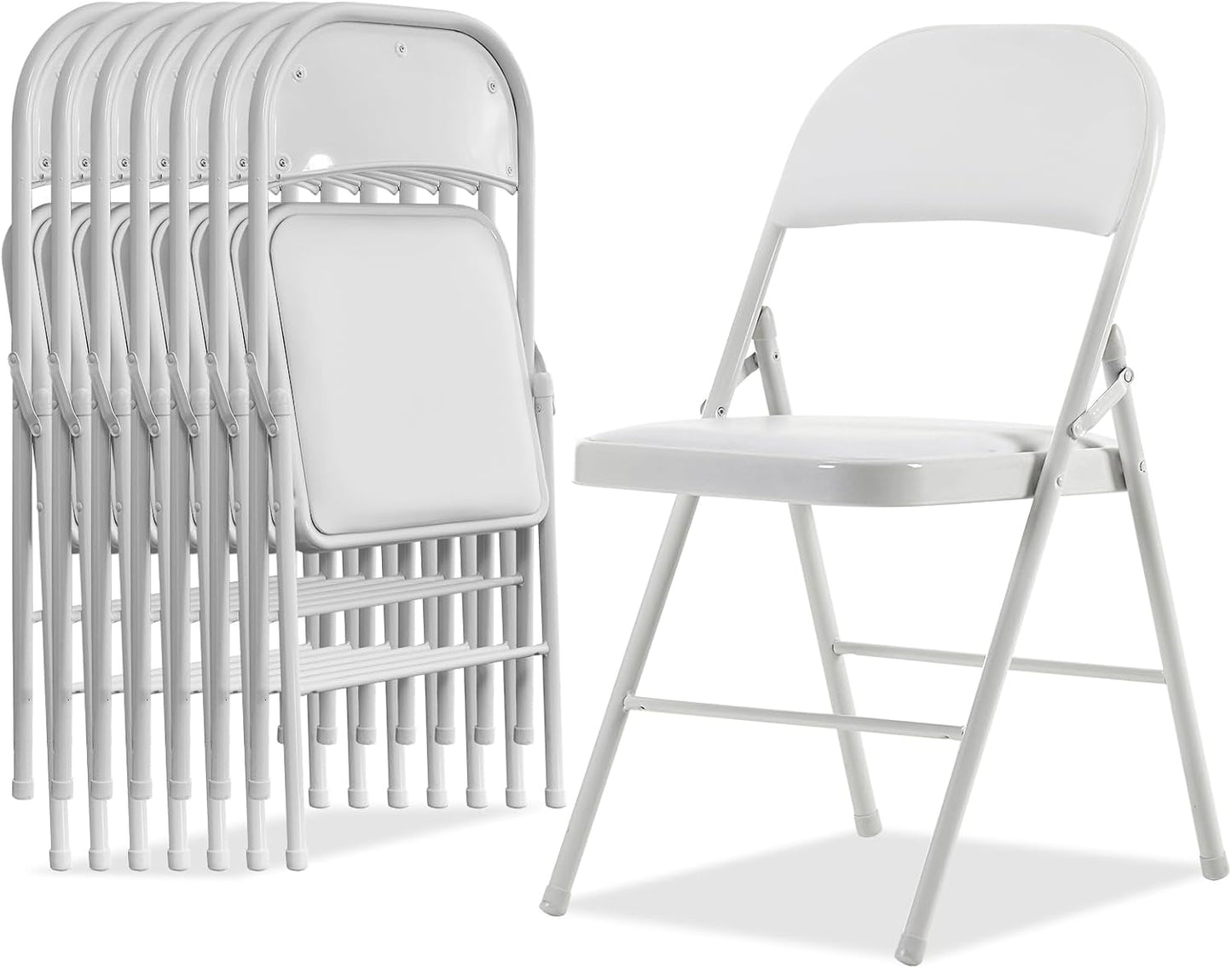 Karl home 8 Pack White Folding Chairs for Indoor and Outdoor Use
