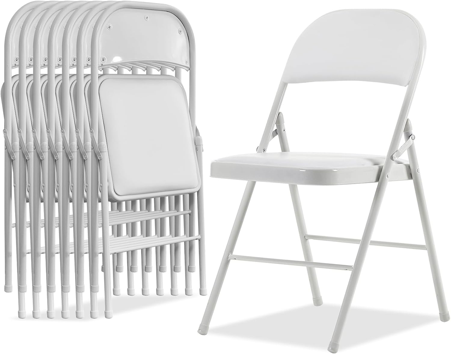 Karl home 8 Pack White Folding Chairs for Indoor and Outdoor Use