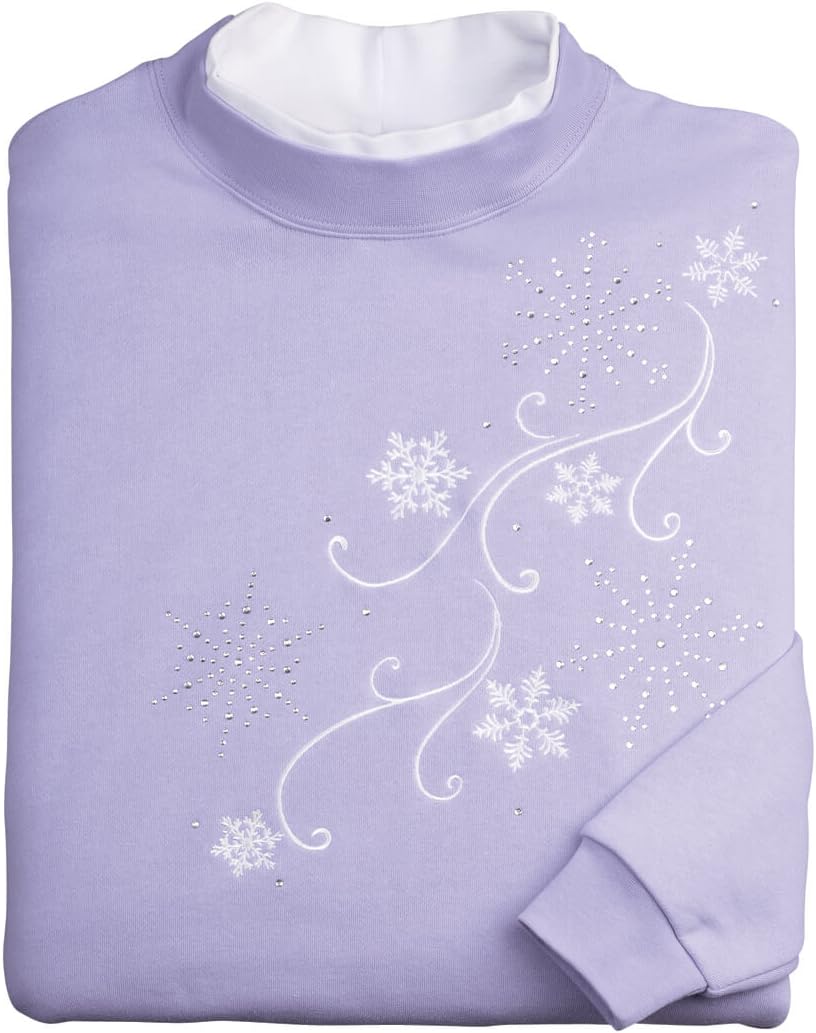 Cozy Winter Vibes Sweatshirt | Embroidered Snowflakes