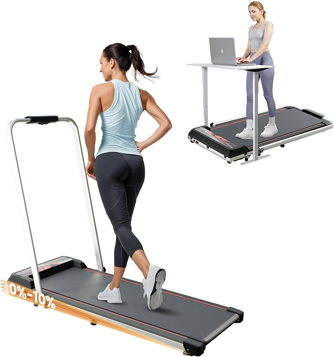 Walking Pad with Adjustable Incline for Home and Office Use