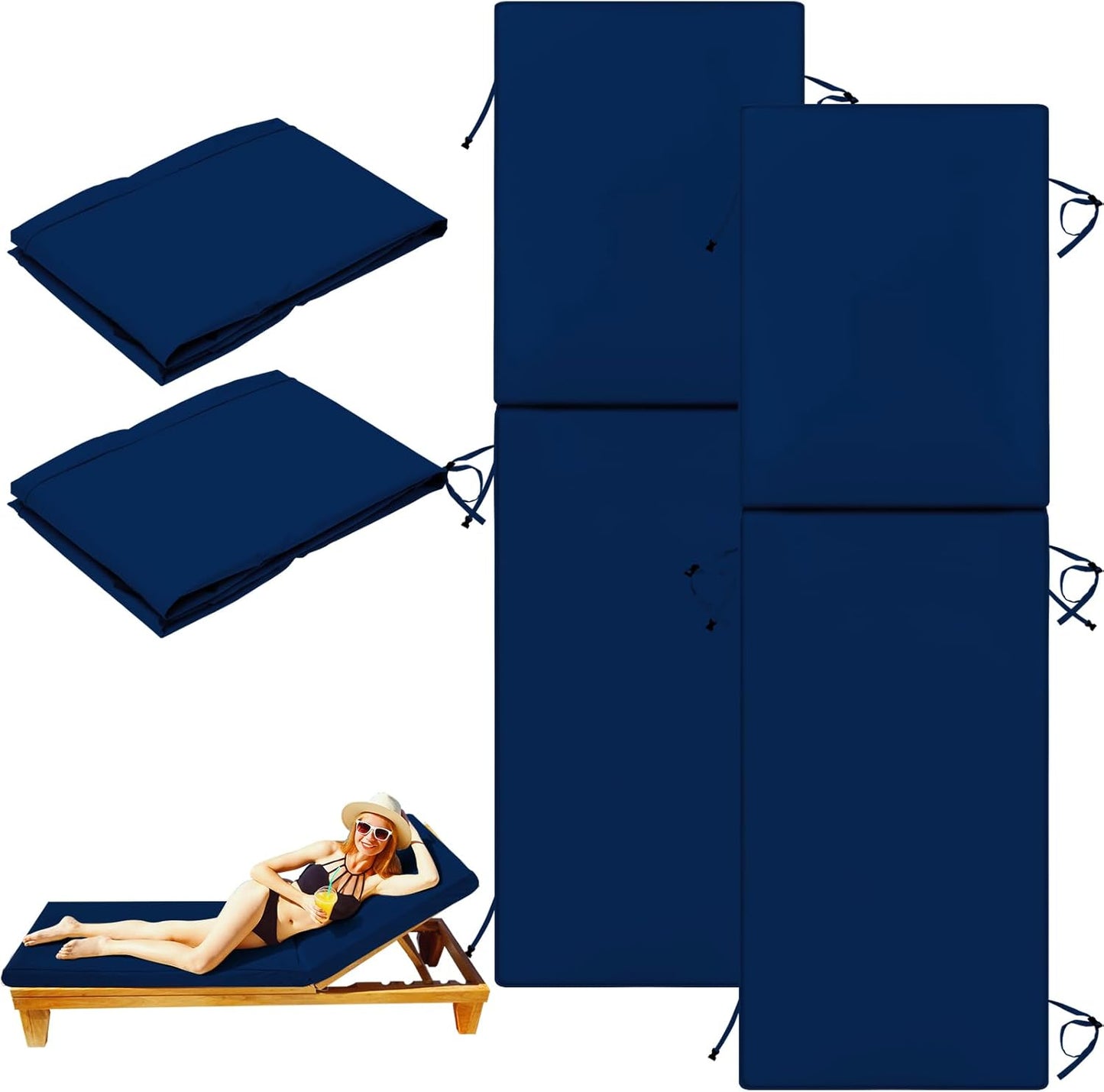 Outdoor Chaise Lounge Cushions Covers for Patio - Waterproof & Durable